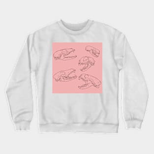 North American Predator Skulls Black Lines Pink Crewneck Sweatshirt